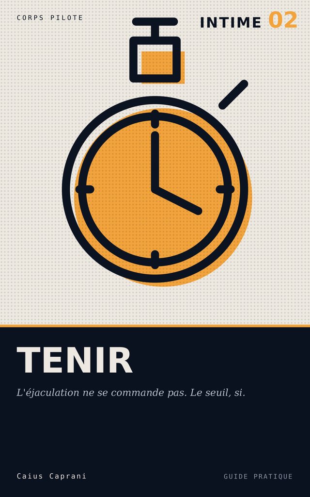 Couverture d'INTIME 02, Tenir : un chronomètre dessiné au trait, sur fond ivoire.